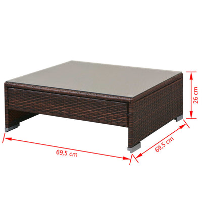 vidaXL 7 Piece Garden Lounge Set with Canopy Poly Rattan Black