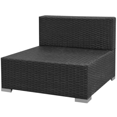 vidaXL 7 Piece Garden Lounge Set with Canopy Poly Rattan Black