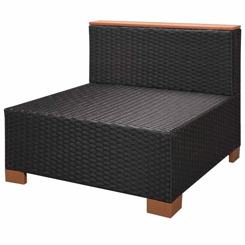 vidaXL 10 Piece Garden Lounge Set with Cushions Poly Rattan Black
