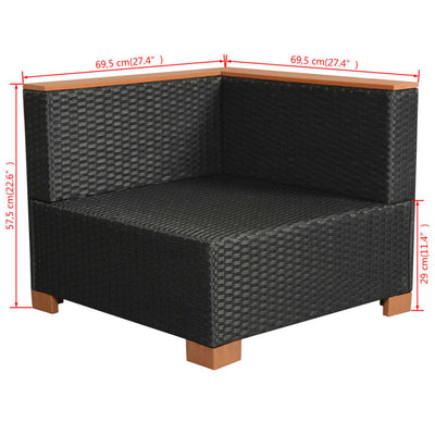 vidaXL 10 Piece Garden Lounge Set with Cushions Poly Rattan Black