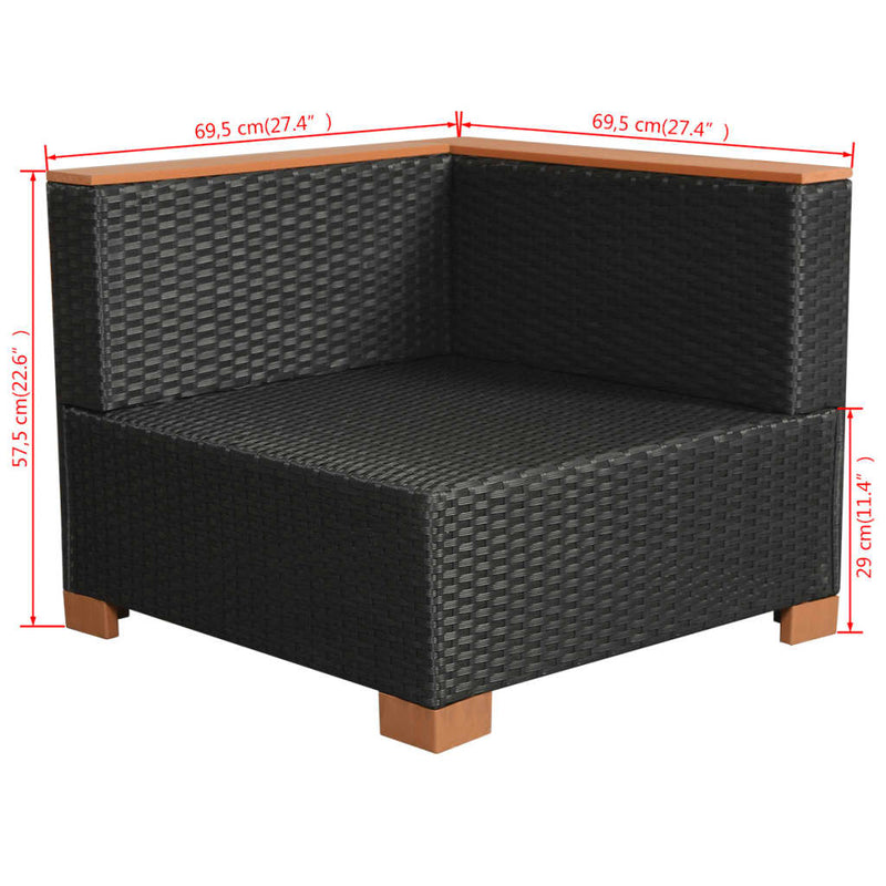vidaXL 10 Piece Garden Lounge Set with Cushions Poly Rattan Black