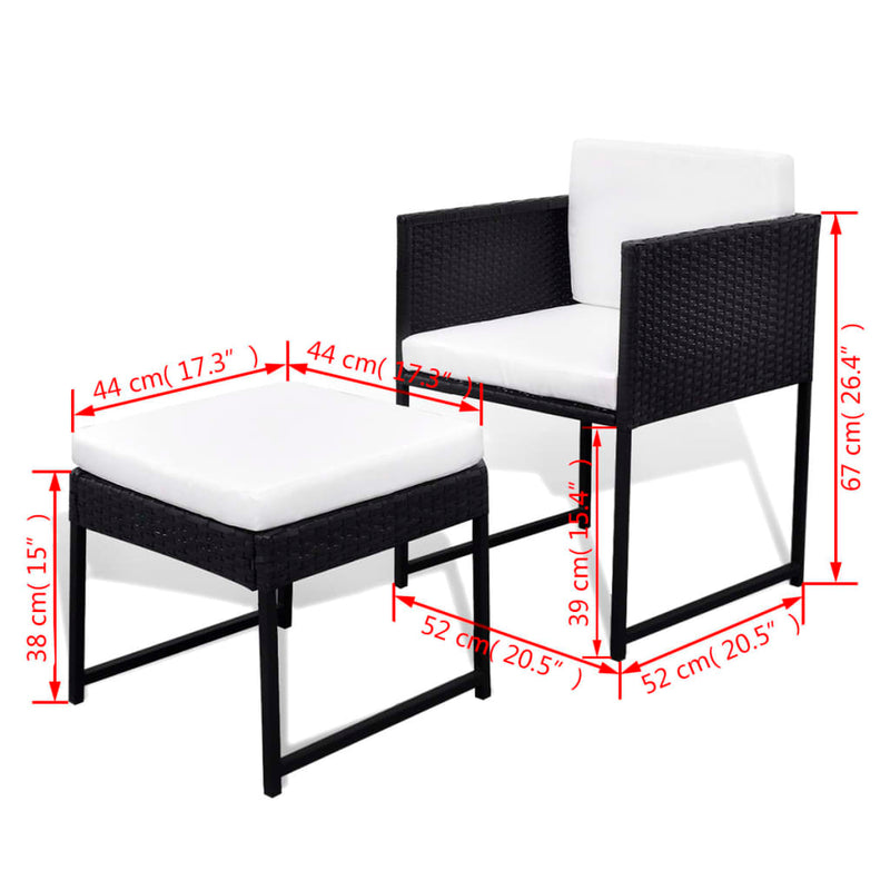 vidaXL 11 Piece Outdoor Dining Set with Cushions Poly Rattan Black