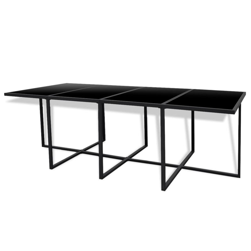 vidaXL 13 Piece Outdoor Dining Set with Cushions Poly Rattan Black