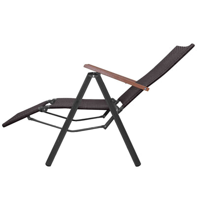 vidaXL Reclining Deck Chair Poly Rattan Brown