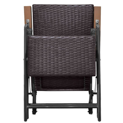 vidaXL Reclining Deck Chair Poly Rattan Brown