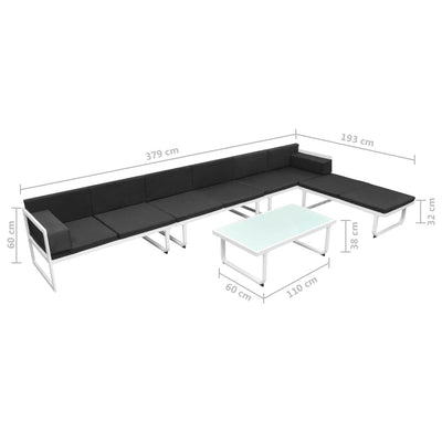 vidaXL 5 Piece Garden Lounge Set Textilene Aluminium Black