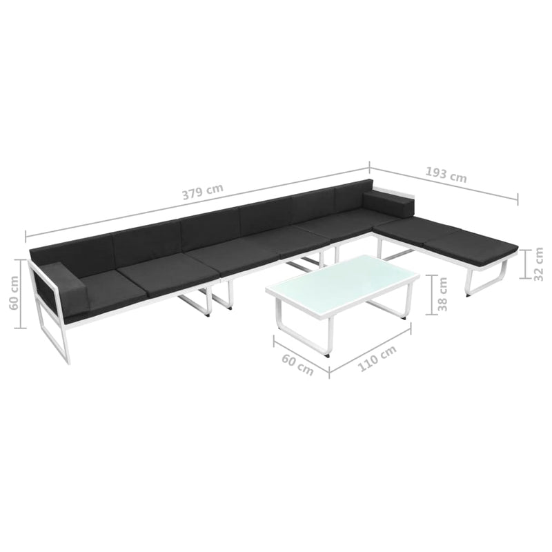 vidaXL 5 Piece Garden Lounge Set Textilene Aluminium Black