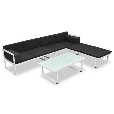 vidaXL 4 Piece Garden Lounge Set with Cushions Aluminium Black
