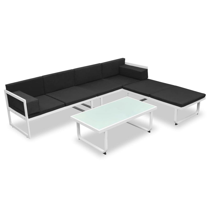 vidaXL 4 Piece Garden Lounge Set with Cushions Aluminium Black