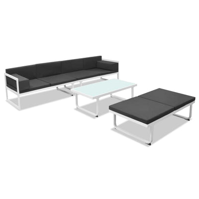 vidaXL 4 Piece Garden Lounge Set with Cushions Aluminium Black