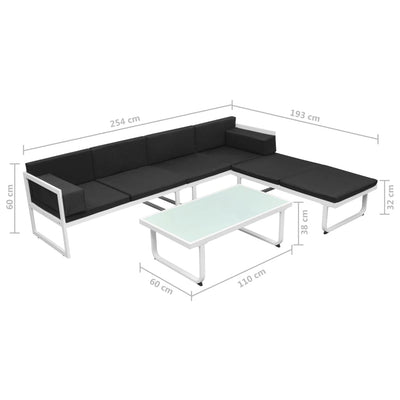 vidaXL 4 Piece Garden Lounge Set with Cushions Aluminium Black