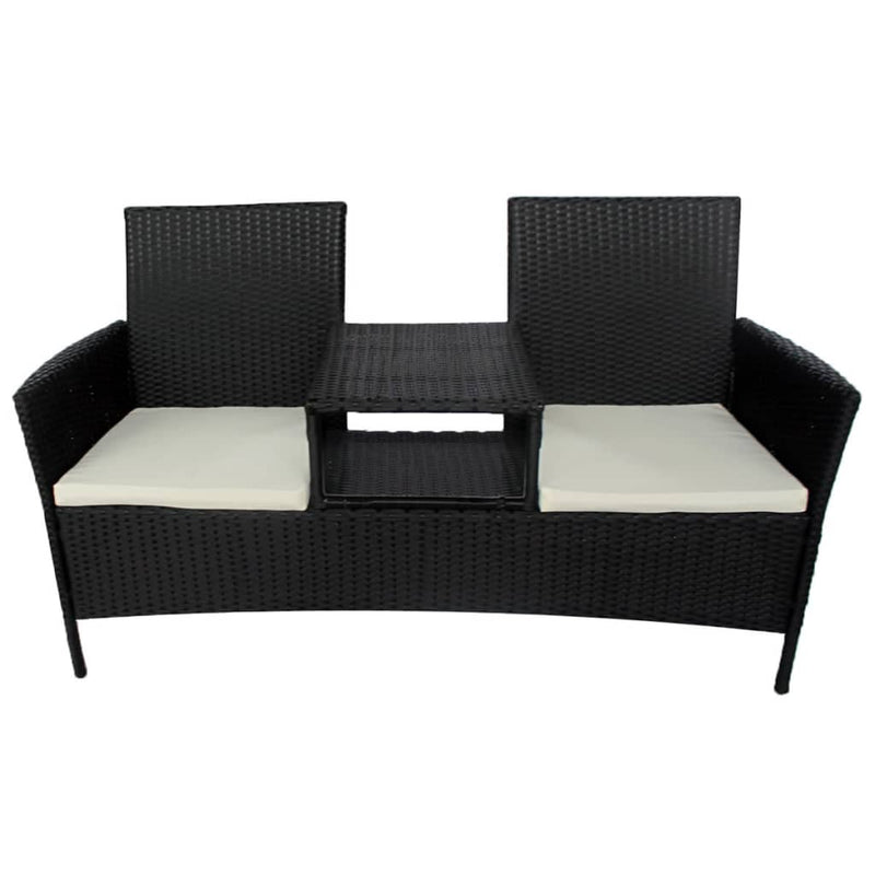 vidaXL 2-Seater Garden Sofa with Tea Table Poly Rattan Anthracite