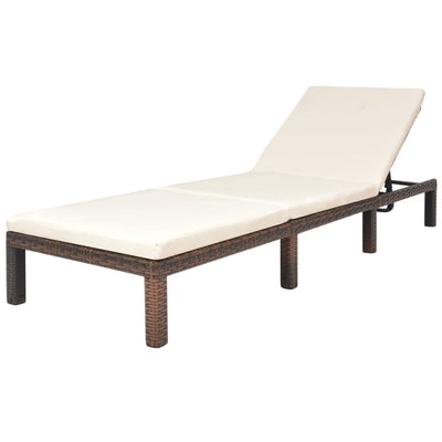 vidaXL Sun Lounger with Cushion Poly Rattan Black