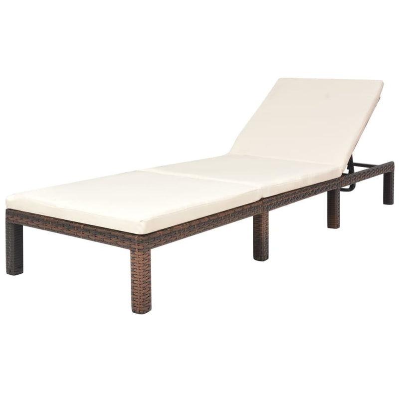 vidaXL Sun Lounger with Cushion Poly Rattan Black