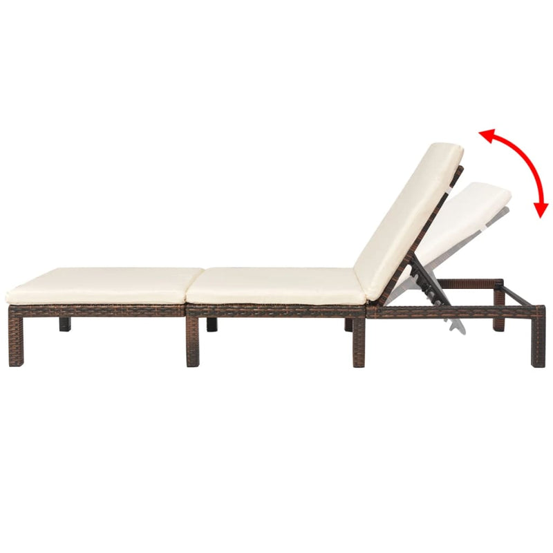 vidaXL Sun Lounger with Cushion Poly Rattan Black