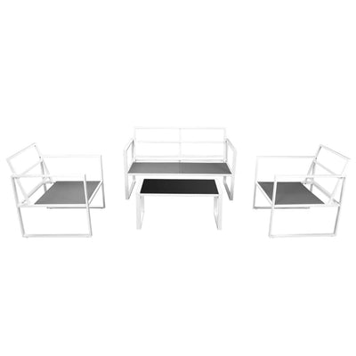 vidaXL 4 Piece Garden Lounge Set with Cushions Steel White