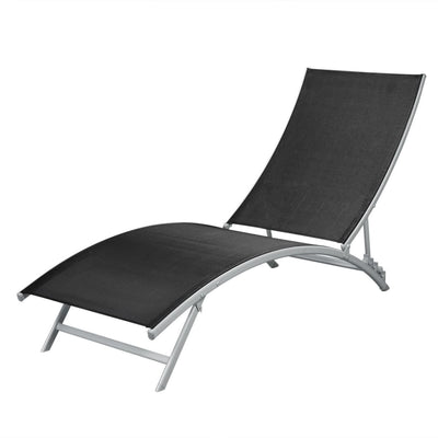 vidaXL Sun Lounger Steel and Textilene Black