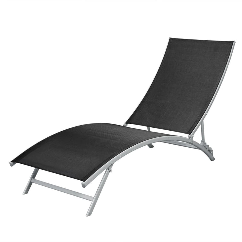 vidaXL Sun Lounger Steel and Textilene Black