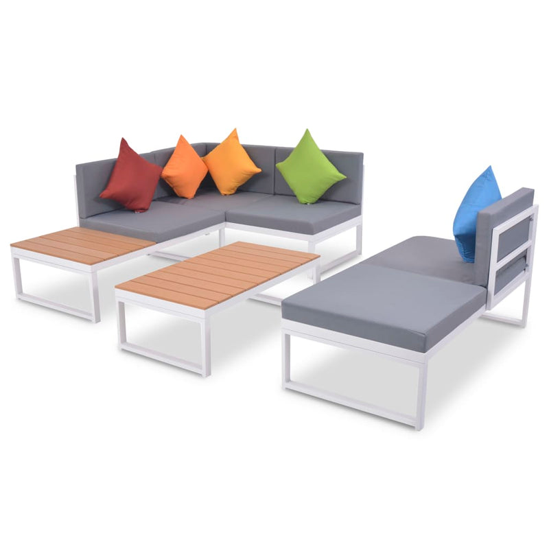 vidaXL 4 Piece Garden Lounge Set with Cushions Aluminium and WPC