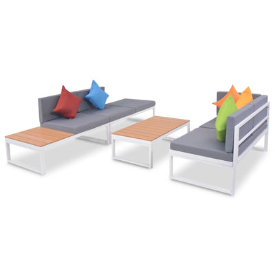vidaXL 4 Piece Garden Lounge Set with Cushions Aluminium and WPC