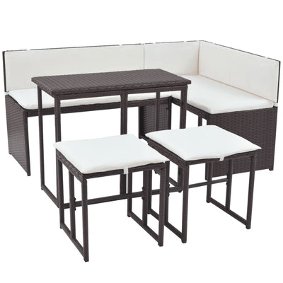 vidaXL 5 Piece Outdoor Dining Set Steel Poly Rattan Brown