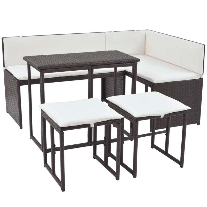 vidaXL 5 Piece Outdoor Dining Set Steel Poly Rattan Brown