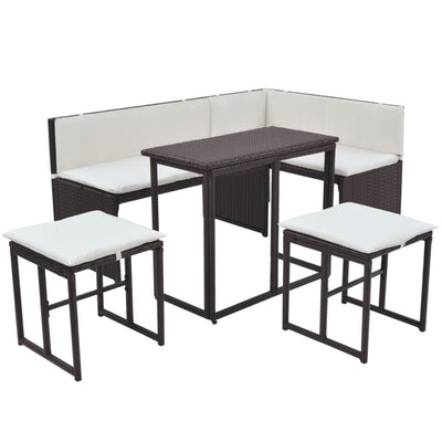 vidaXL 5 Piece Outdoor Dining Set Steel Poly Rattan Brown
