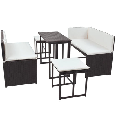 vidaXL 5 Piece Outdoor Dining Set Steel Poly Rattan Brown