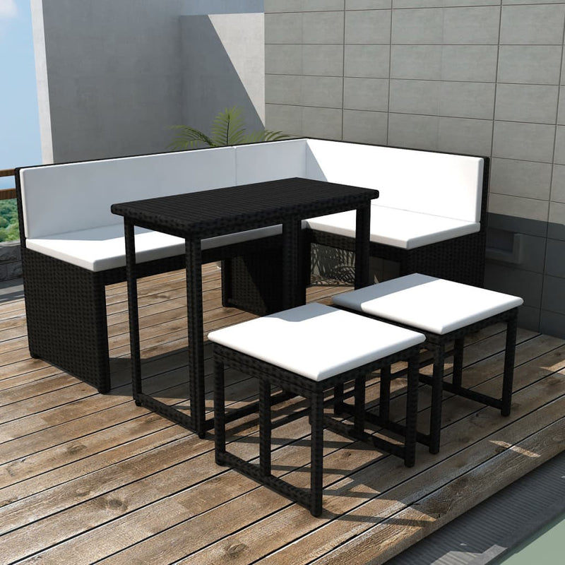 vidaXL 5 Piece Outdoor Dining Set Steel Poly Rattan Brown