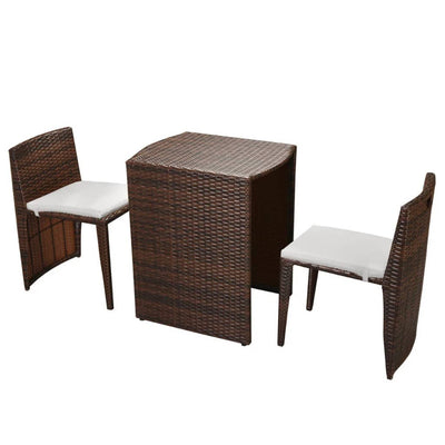 vidaXL 3 Piece Bistro Set with Cushions Poly Rattan Black