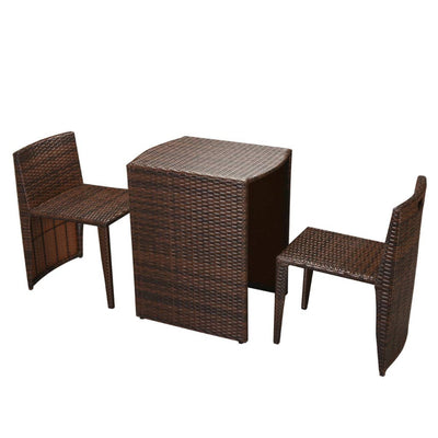vidaXL 3 Piece Bistro Set with Cushions Poly Rattan Black