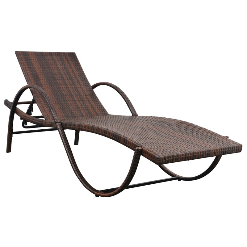 vidaXL Sun Lounger with Cushion Poly Rattan Black