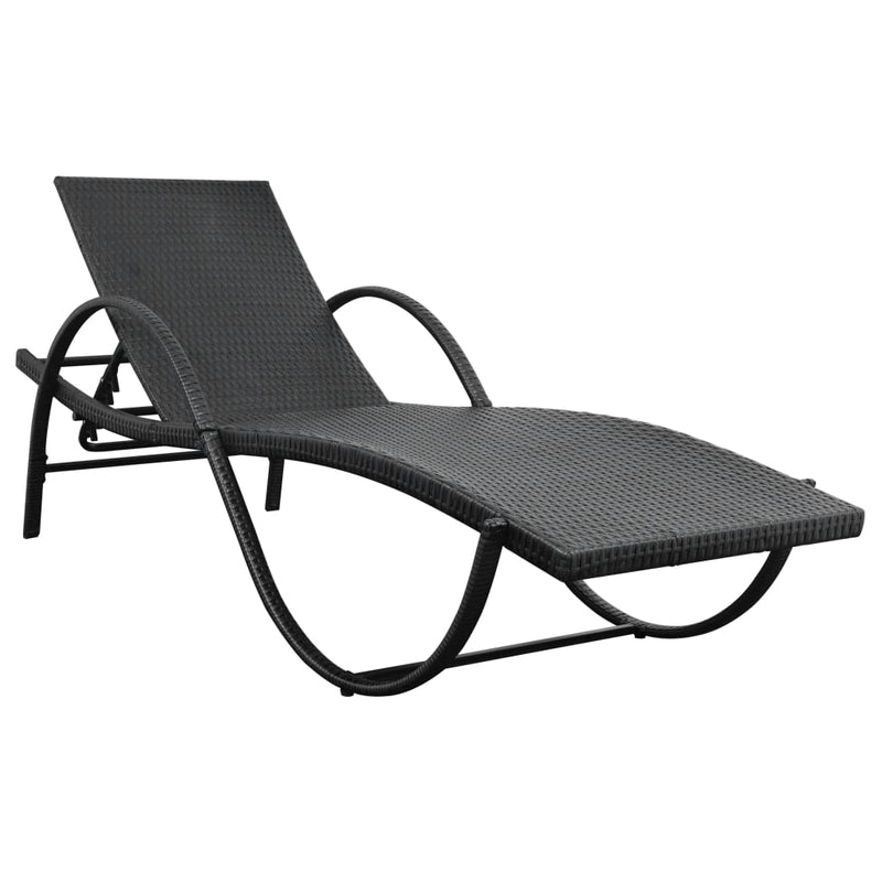 vidaXL Sun Lounger with Cushion Poly Rattan Black