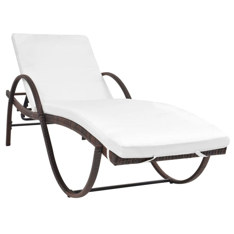 vidaXL Sun Lounger with Cushion & Table Poly Rattan Black