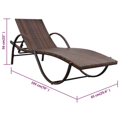 vidaXL Sun Lounger with Cushion & Table Poly Rattan Black