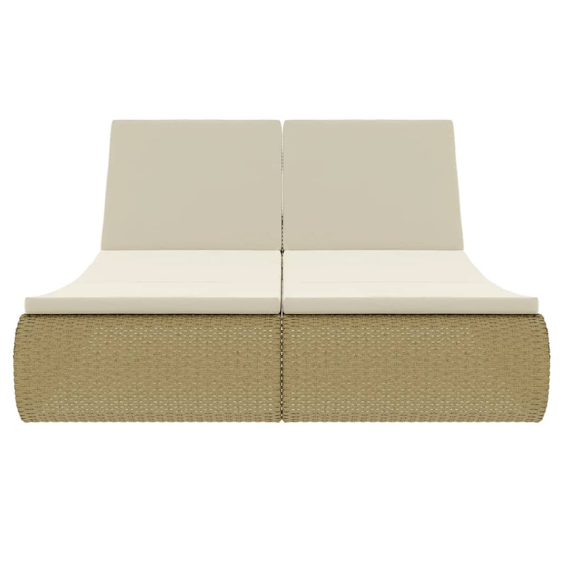 vidaXL Outdoor Lounge Bed Poly Rattan Beige