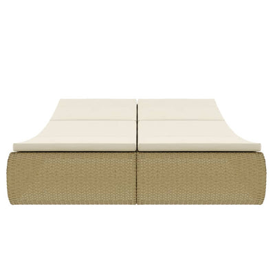 vidaXL Outdoor Lounge Bed Poly Rattan Beige