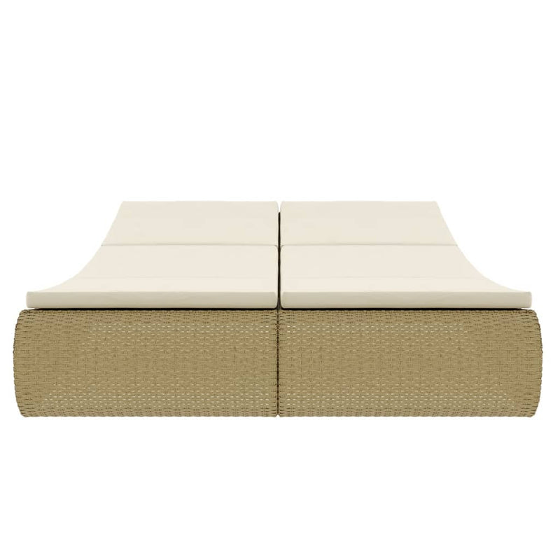 vidaXL Outdoor Lounge Bed Poly Rattan Beige