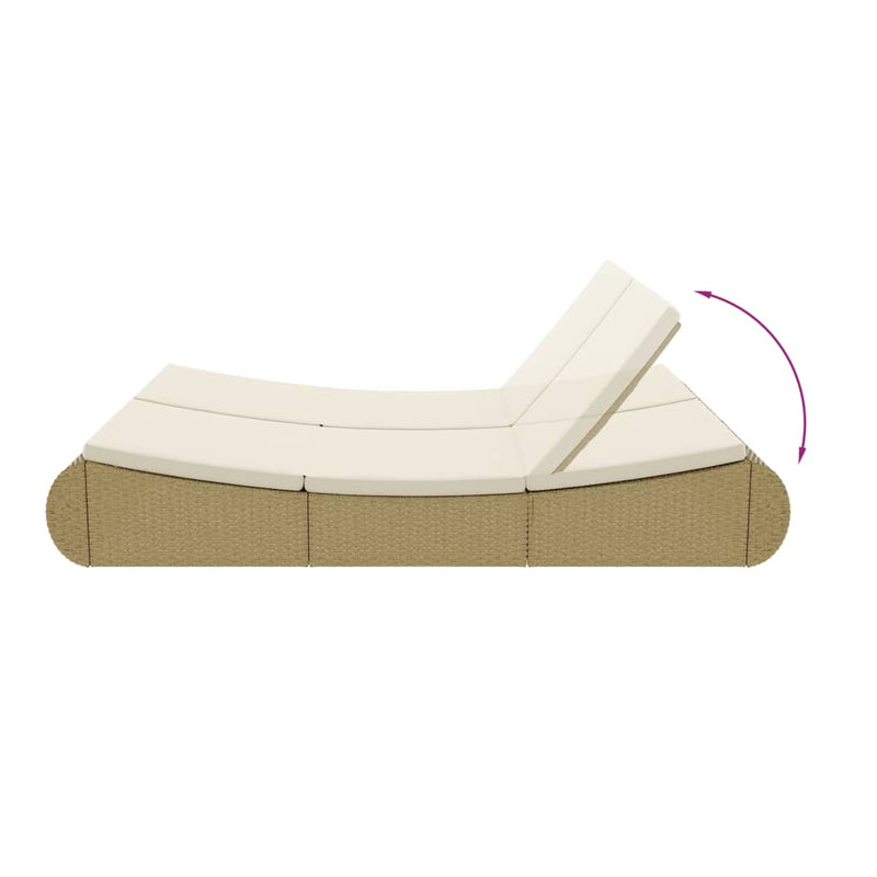 vidaXL Outdoor Lounge Bed Poly Rattan Beige