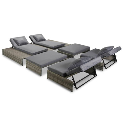 vidaXL 5 Piece Garden Lounge Set with Cushions Poly Rattan Grey