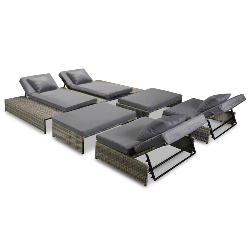 vidaXL 5 Piece Garden Lounge Set with Cushions Poly Rattan Grey