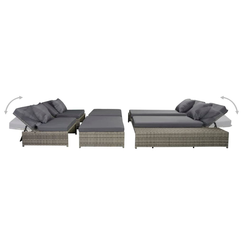 vidaXL 5 Piece Garden Lounge Set with Cushions Poly Rattan Grey