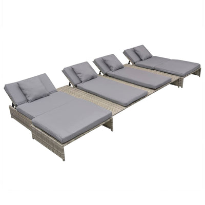 vidaXL 5 Piece Garden Lounge Set with Cushions Poly Rattan Grey