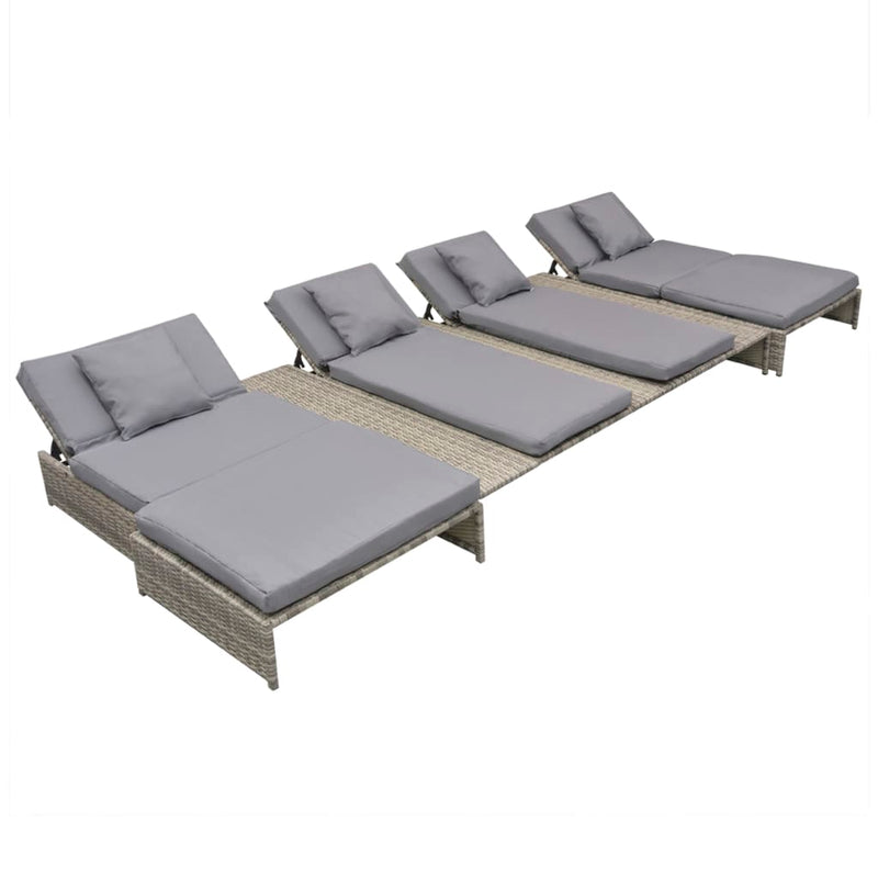 vidaXL 5 Piece Garden Lounge Set with Cushions Poly Rattan Grey