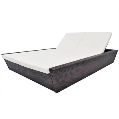 vidaXL Outdoor Lounge Bed with Cushion Poly Rattan Black