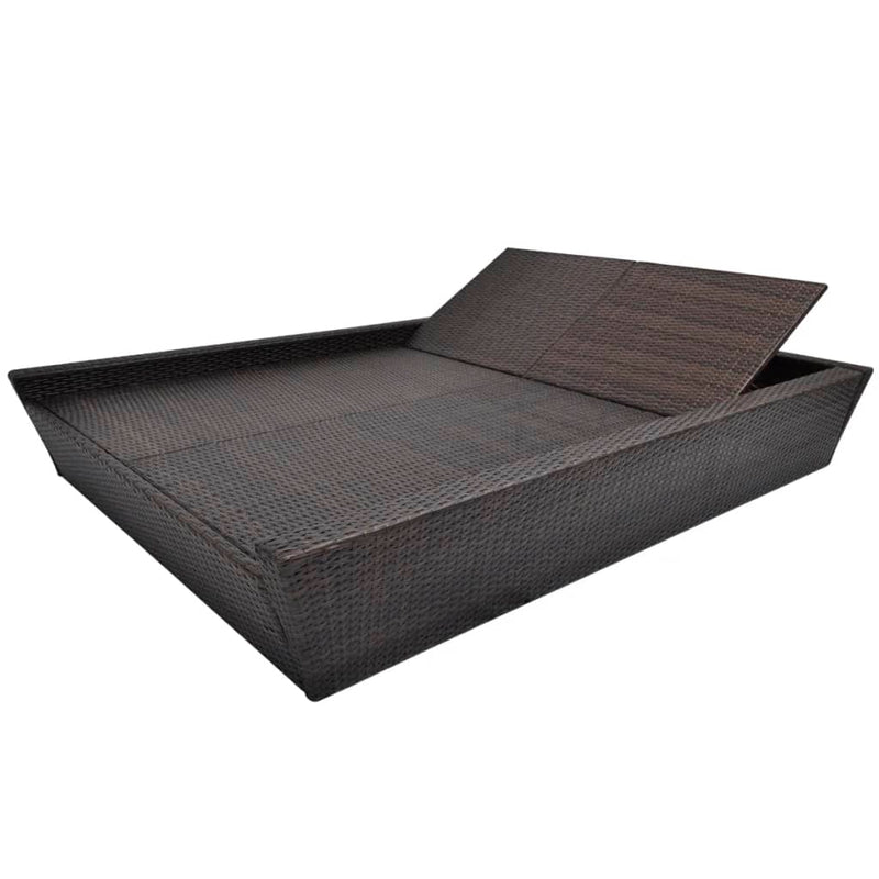 vidaXL Outdoor Lounge Bed with Cushion Poly Rattan Black