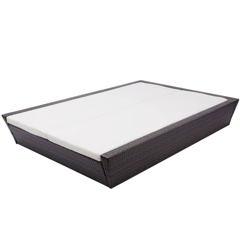vidaXL Outdoor Lounge Bed with Cushion Poly Rattan Black