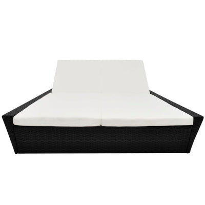 vidaXL Outdoor Lounge Bed with Cushion Poly Rattan Black