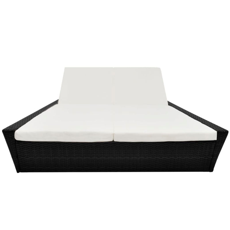 vidaXL Outdoor Lounge Bed with Cushion Poly Rattan Black