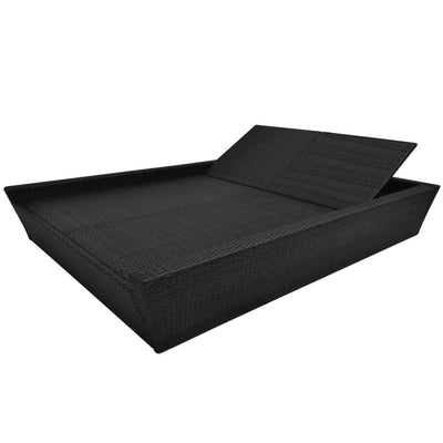 vidaXL Outdoor Lounge Bed with Cushion Poly Rattan Black